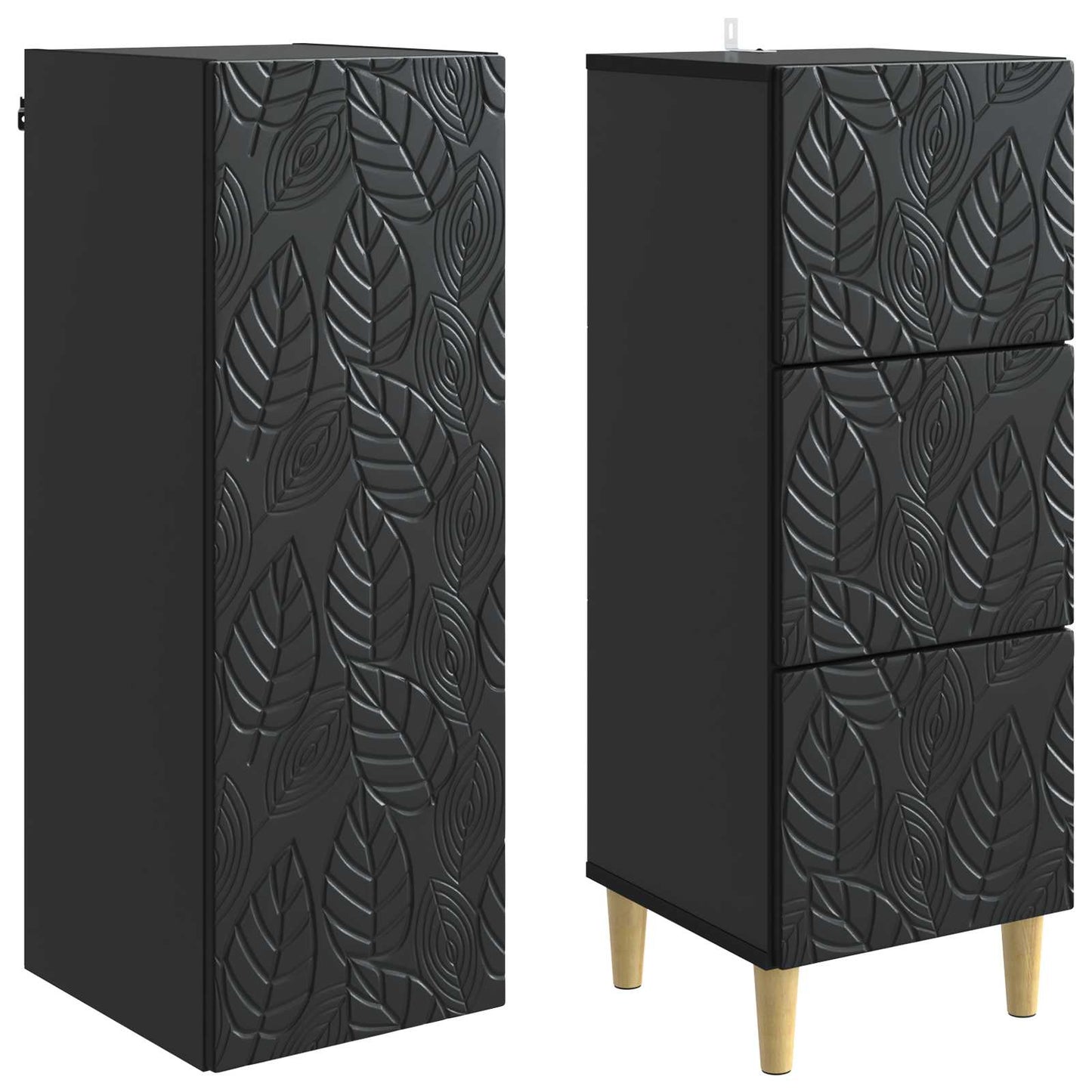 Kastenset 2 pcs Zwart 33 x 34,5 x 90 cm Bewerkt hout