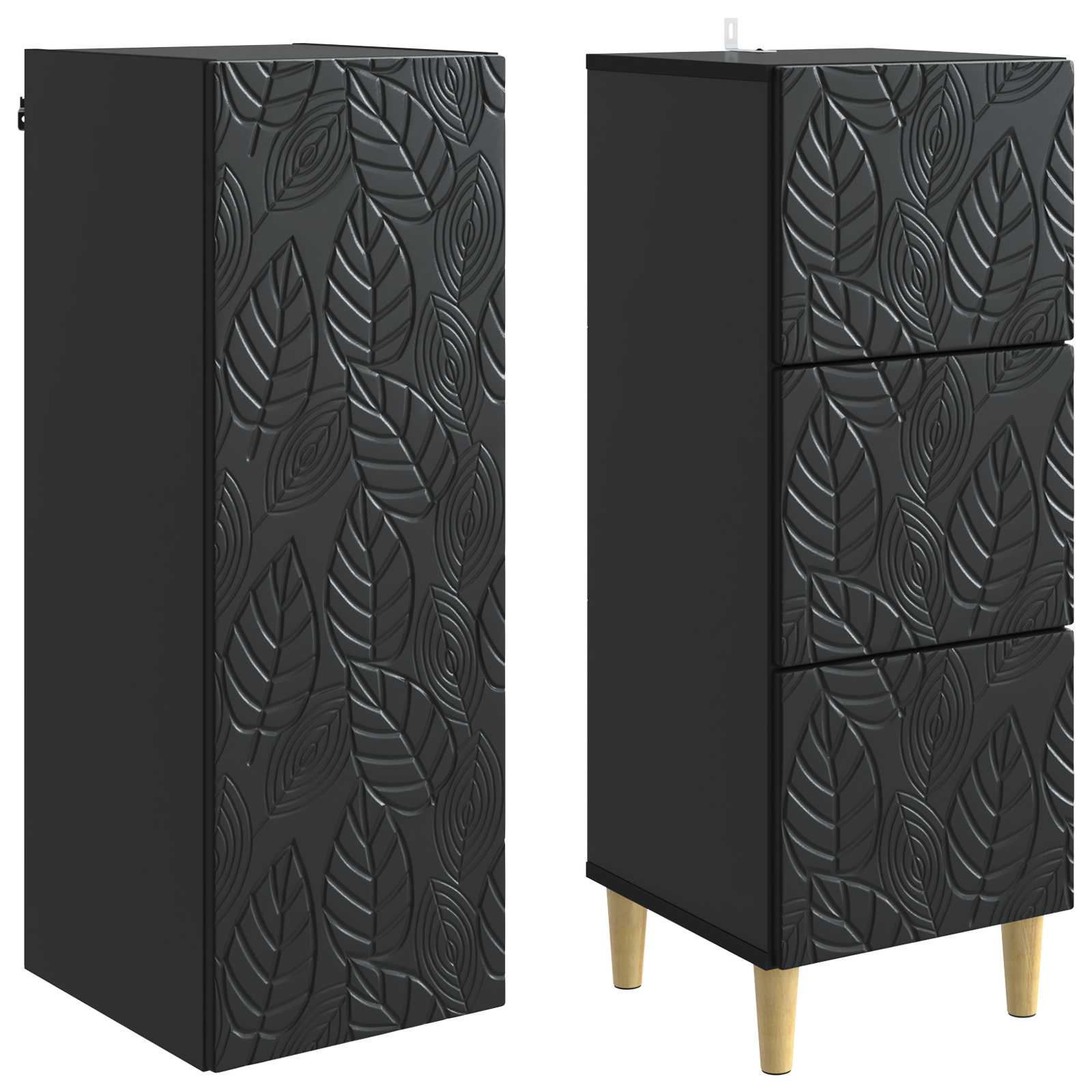 Kastenset 2 pcs Zwart 33 x 34,5 x 90 cm Bewerkt hout
