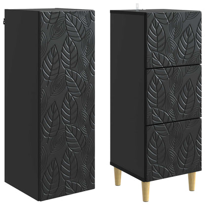 Kastenset 2 pcs Zwart 33 x 34,5 x 90 cm Bewerkt hout