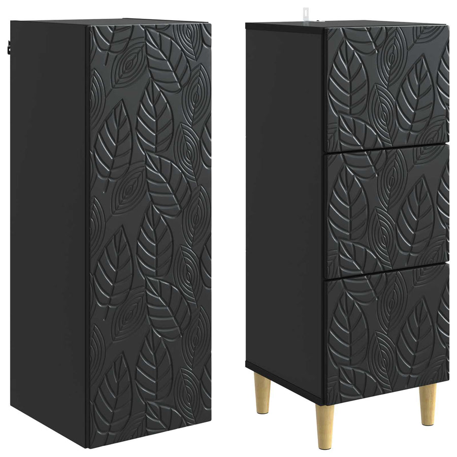 Kastenset 2 pcs Zwart 33 x 34,5 x 90 cm Bewerkt hout