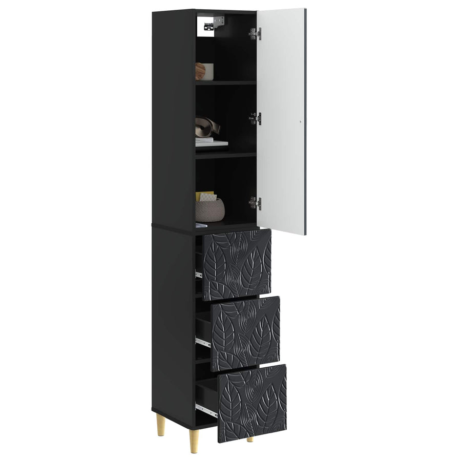 Kastenset 2 pcs Zwart 33 x 34,5 x 90 cm Bewerkt hout