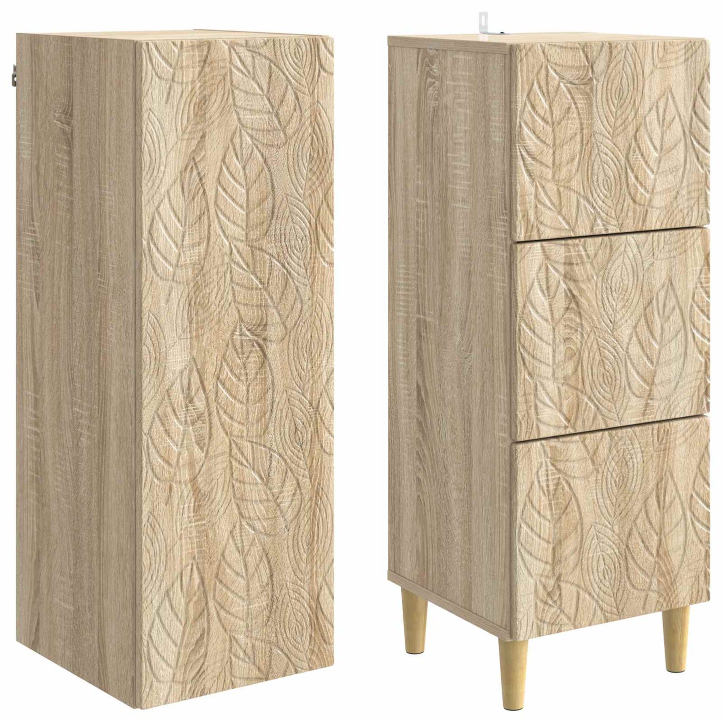 Kastenset 2 pcs Sonoma Eiken 33 x 34,5 x 90 cm Bewerkt hout