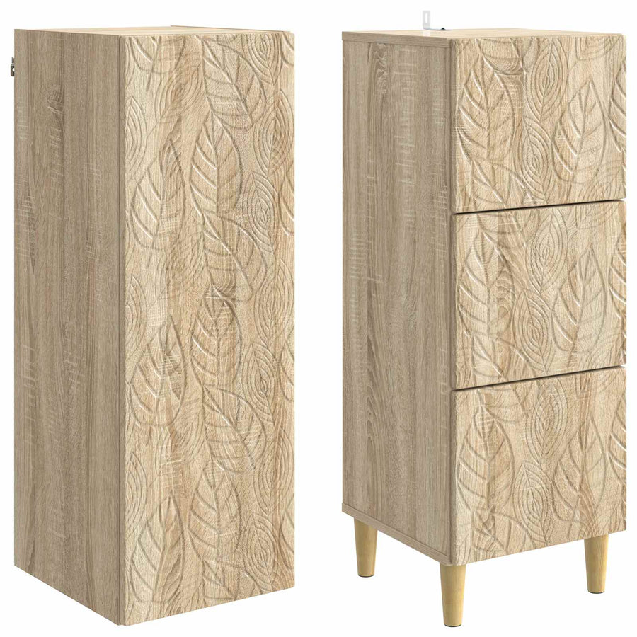 Kastenset 2 pcs Sonoma Eiken 33 x 34,5 x 90 cm Bewerkt hout