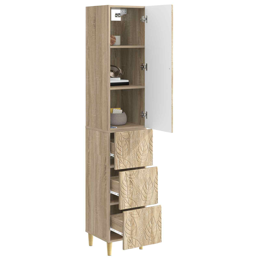Kastenset 2 pcs Sonoma Eiken 33 x 34,5 x 90 cm Bewerkt hout
