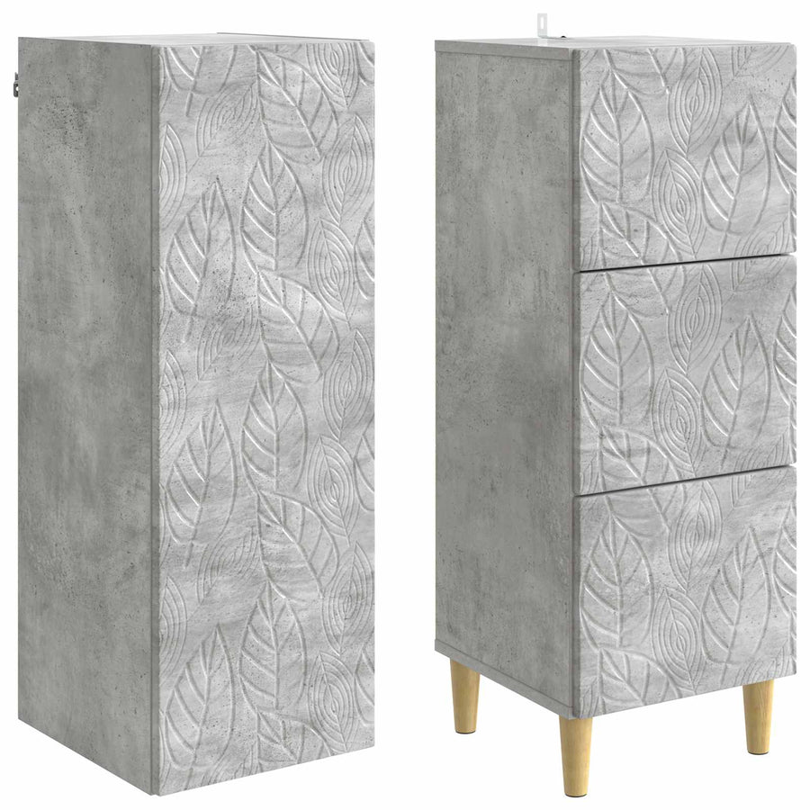 Kastenset 2 pcs Betongrijs 33 x 34,5 x 90 cm Bewerkt hout