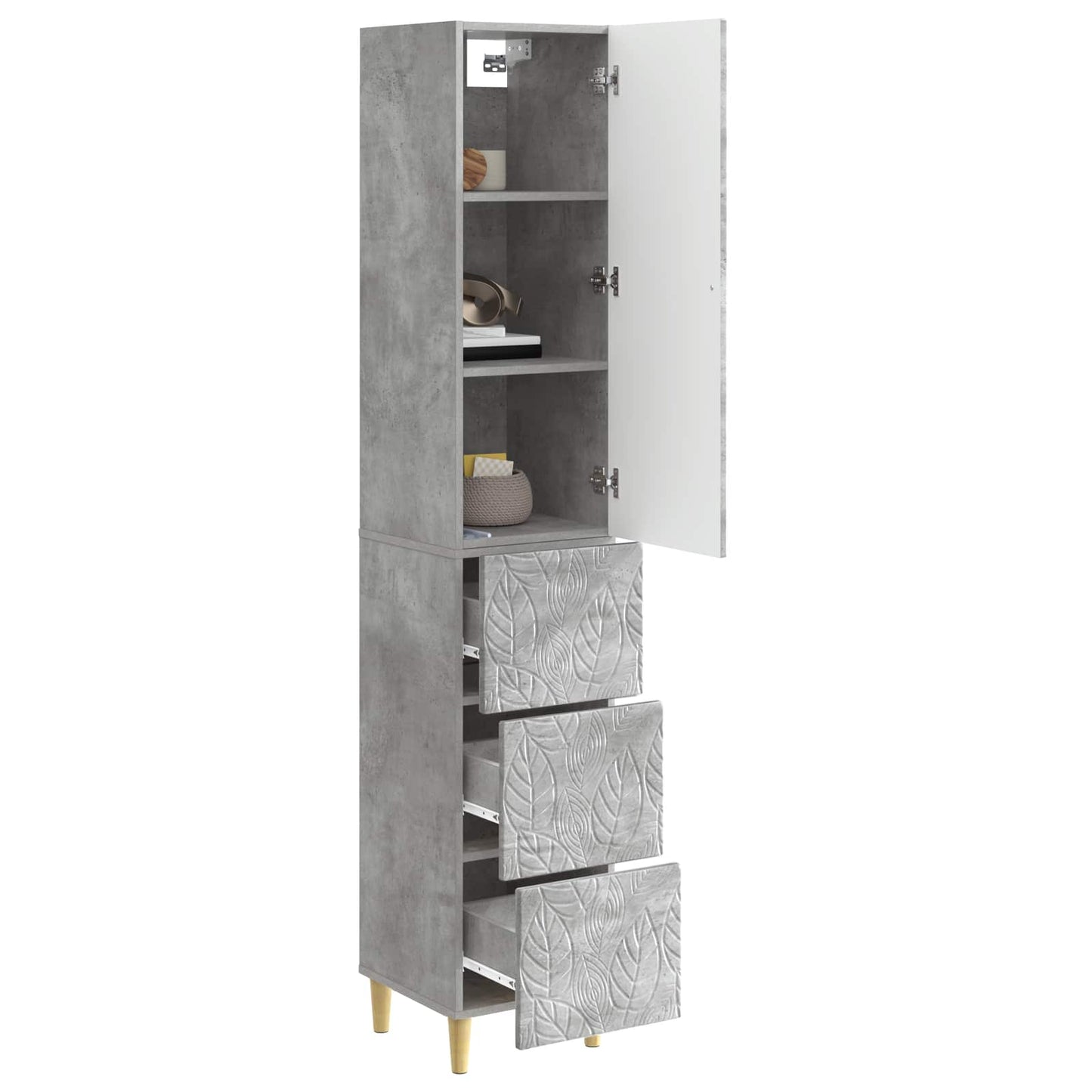 Kastenset 2 pcs Betongrijs 33 x 34,5 x 90 cm Bewerkt hout