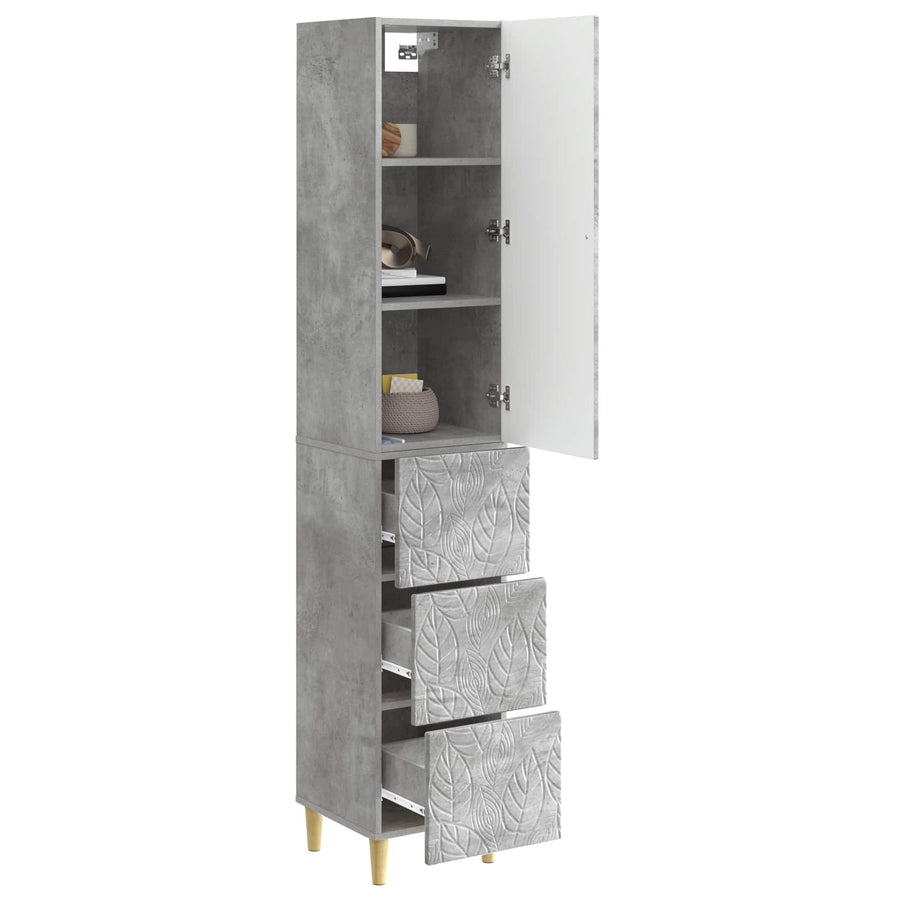 Kastenset 2 pcs Betongrijs 33 x 34,5 x 90 cm Bewerkt hout