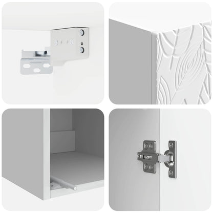 Kastenset 2 pcs Hoogglans Wit 33 x 34,5 x 90 cm Bewerkt hout