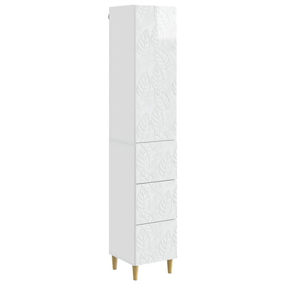 Kastenset 2 pcs Hoogglans Wit 33 x 34,5 x 90 cm Bewerkt hout