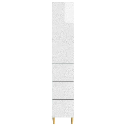 Kastenset 2 pcs Hoogglans Wit 33 x 34,5 x 90 cm Bewerkt hout