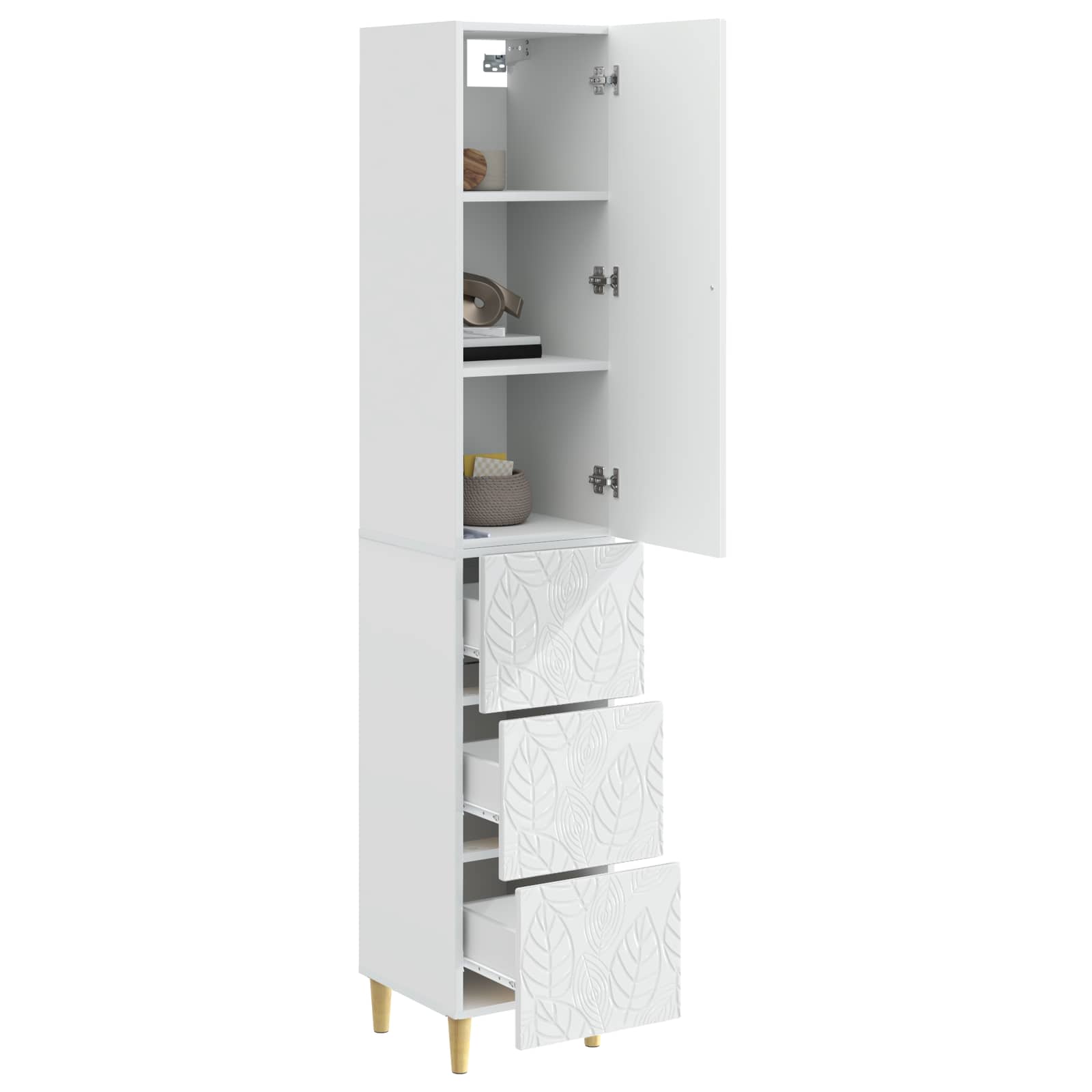 Kastenset 2 pcs Hoogglans Wit 33 x 34,5 x 90 cm Bewerkt hout