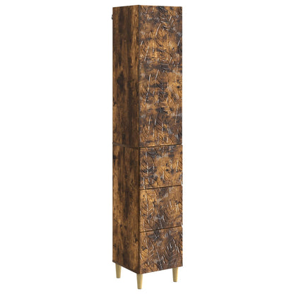 Kastenset 2 pcs Gerookt eiken 33 x 34,5 x 90 cm Bewerkt hout