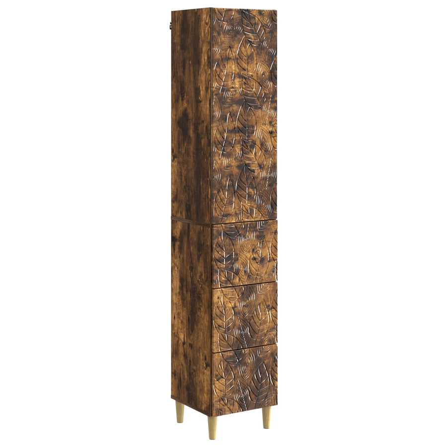 Kastenset 2 pcs Gerookt eiken 33 x 34,5 x 90 cm Bewerkt hout