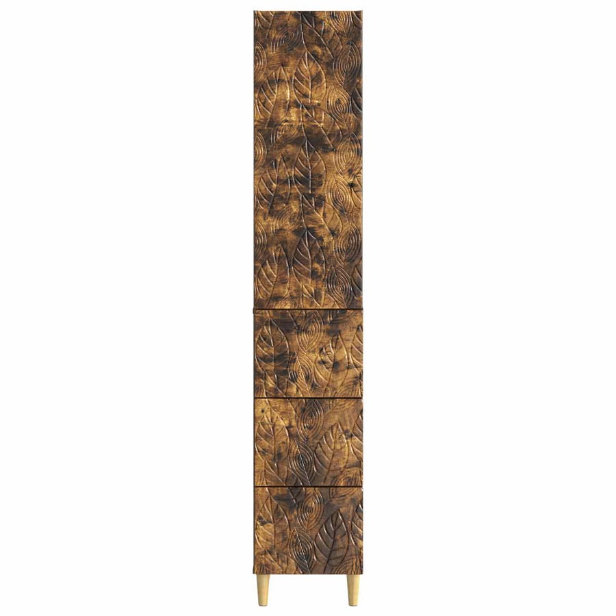 Kastenset 2 pcs Gerookt eiken 33 x 34,5 x 90 cm Bewerkt hout
