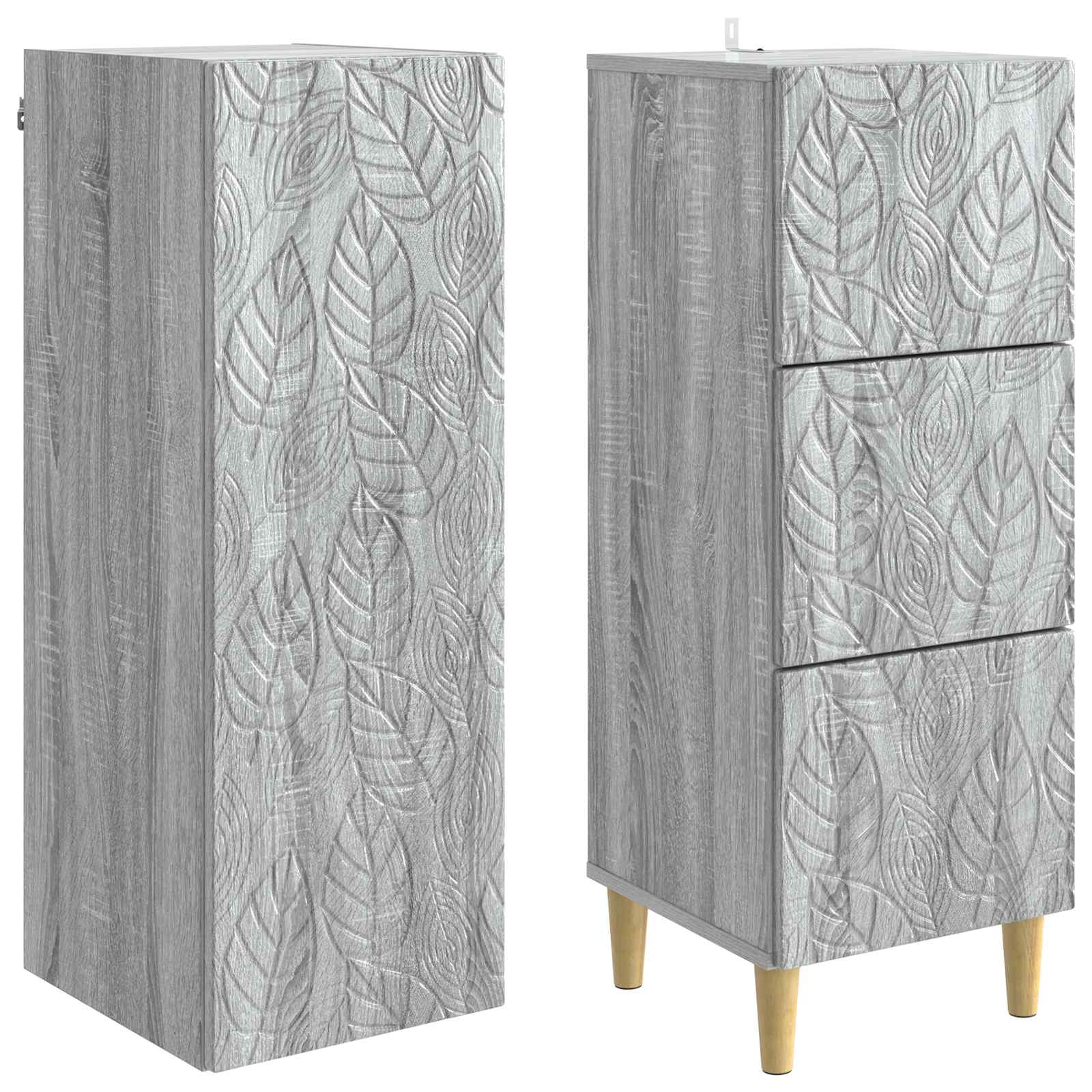 Kastenset 2 pcs Grijs Sonoma 33 x 34,5 x 90 cm Bewerkt hout