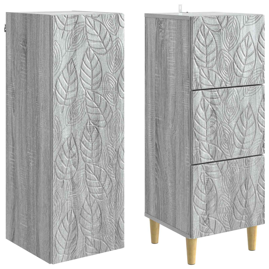 Kastenset 2 pcs Grijs Sonoma 33 x 34,5 x 90 cm Bewerkt hout
