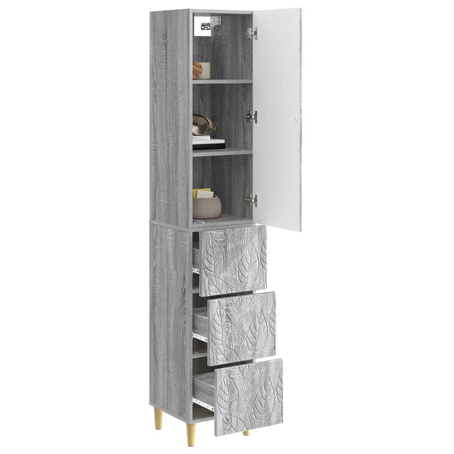 Kastenset 2 pcs Grijs Sonoma 33 x 34,5 x 90 cm Bewerkt hout
