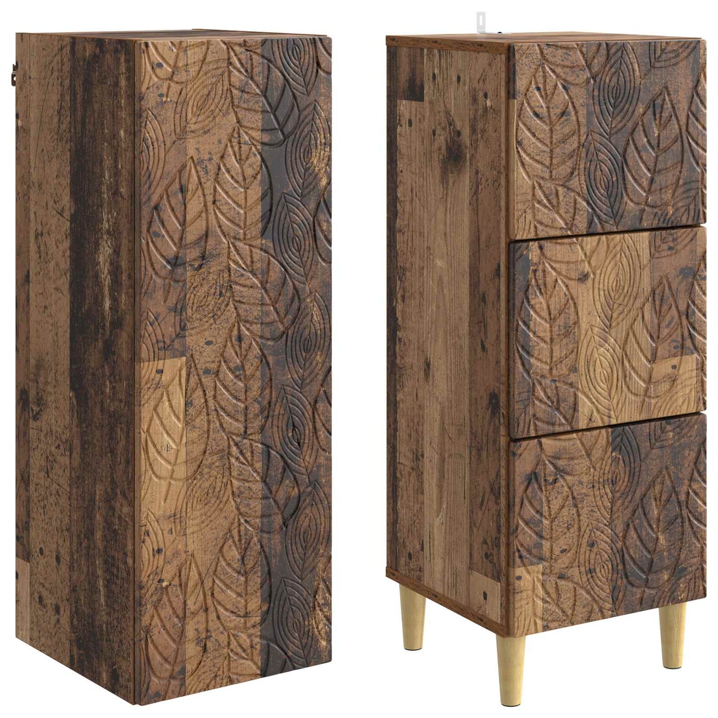 Kastenset 2 pcs Oud hout 33 x 34,5 x 90 cm Bewerkt hout