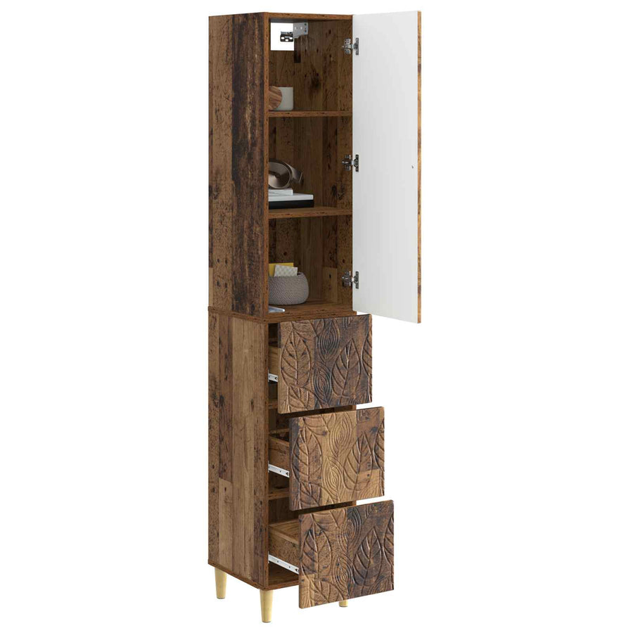 Kastenset 2 pcs Oud hout 33 x 34,5 x 90 cm Bewerkt hout