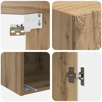Kastenset 2 pcs Artisanaal eiken 33 x 34,5 x 90 cm Bewerkt hout