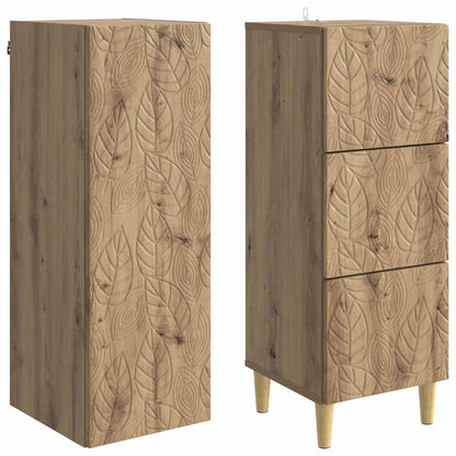 Kastenset 2 pcs Artisanaal eiken 33 x 34,5 x 90 cm Bewerkt hout