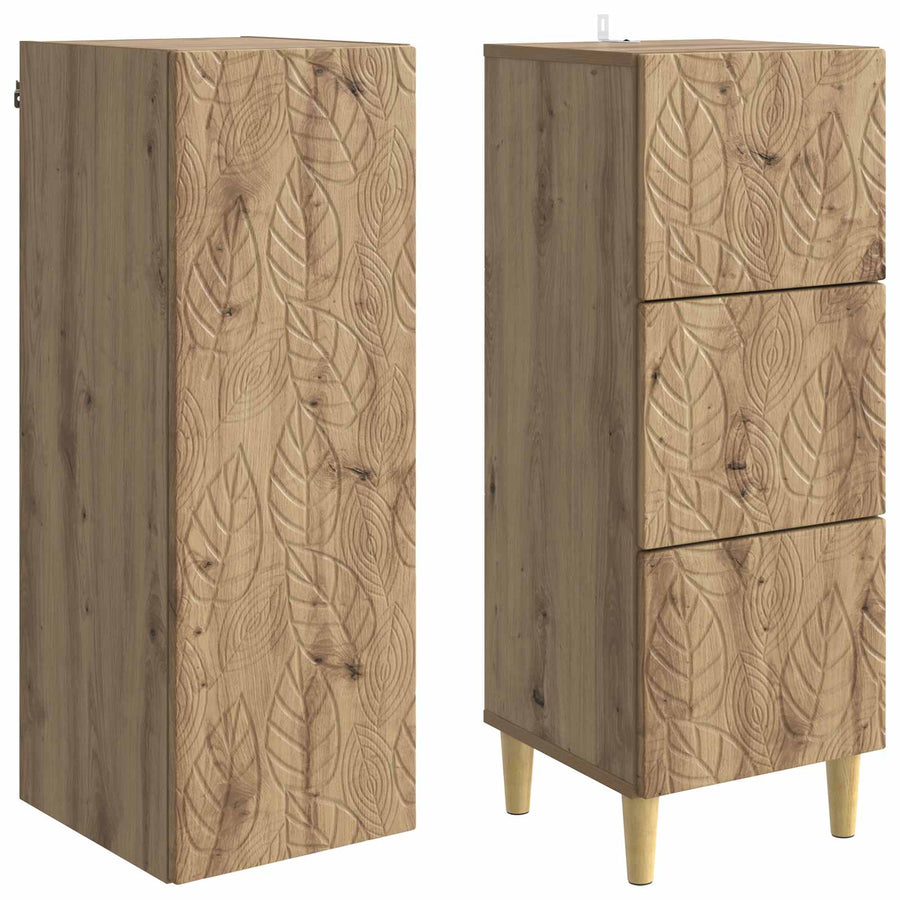 Kastenset 2 pcs Artisanaal eiken 33 x 34,5 x 90 cm Bewerkt hout