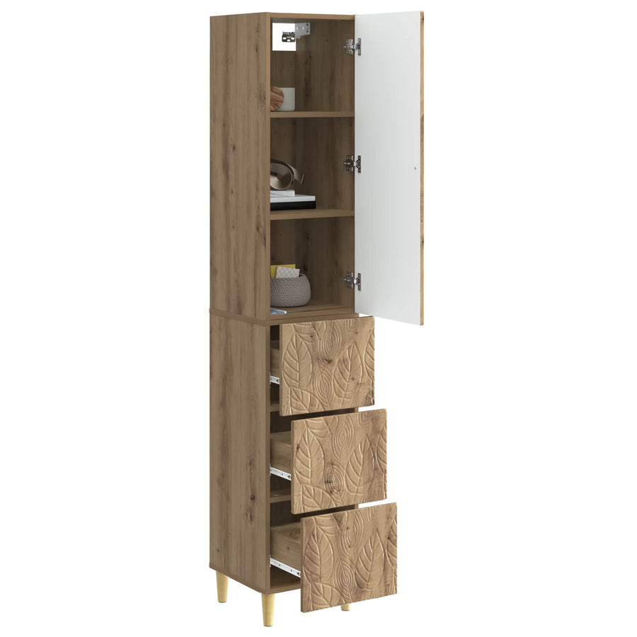 Kastenset 2 pcs Artisanaal eiken 33 x 34,5 x 90 cm Bewerkt hout