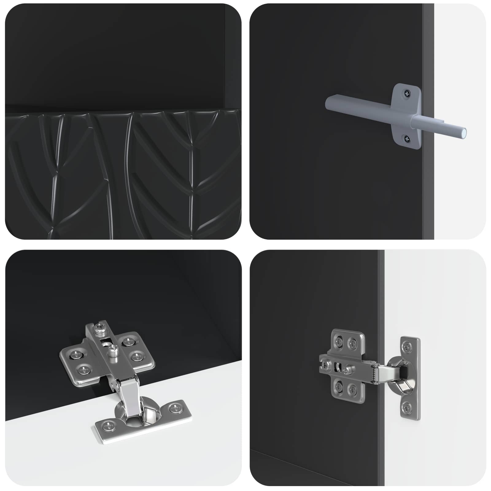 5-delige LED TV-kast Zwart Bewerkt hout