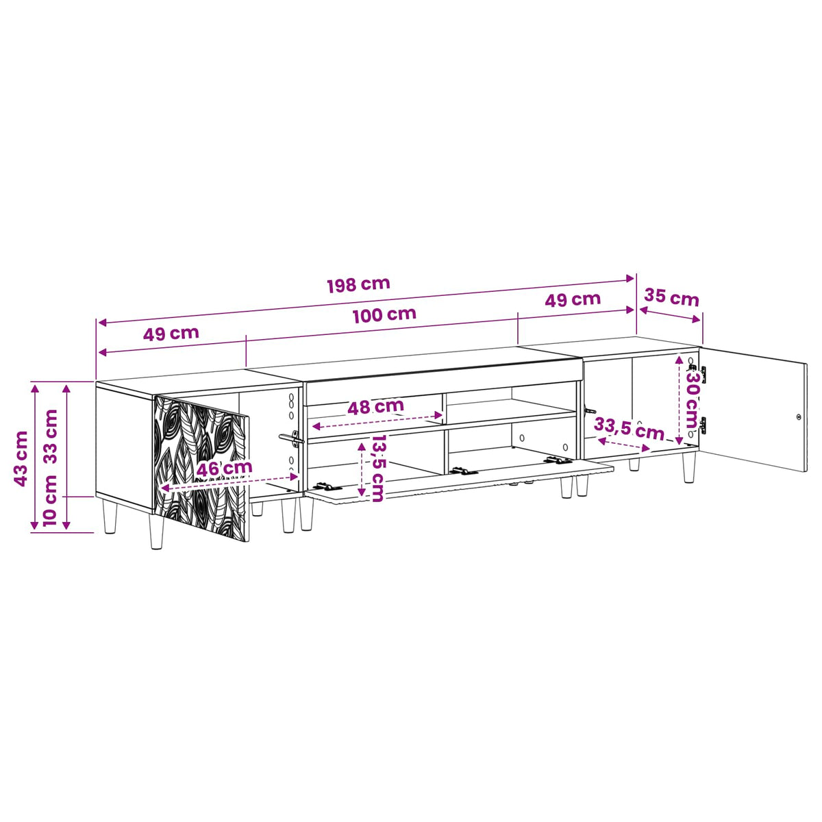 5-delige LED TV-kast Sonoma Eiken Bewerkt hout