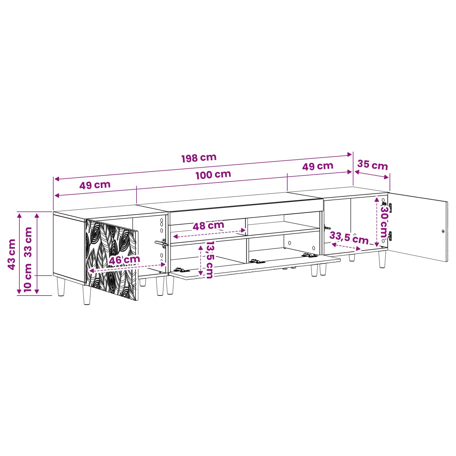5-delige LED TV-kast Gerookt eiken Bewerkt hout