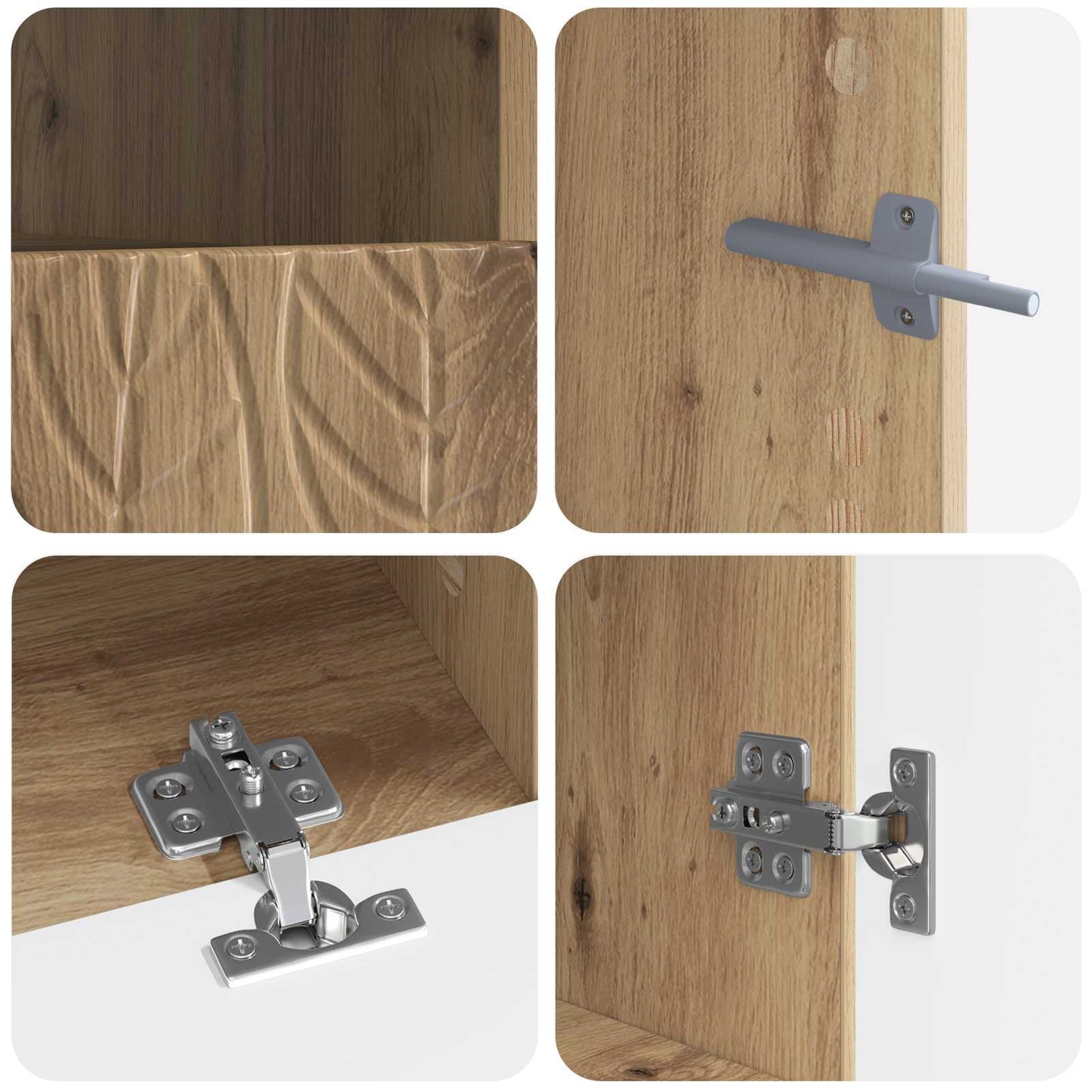 5-delige LED TV-kast Artisanaal eiken Bewerkt hout