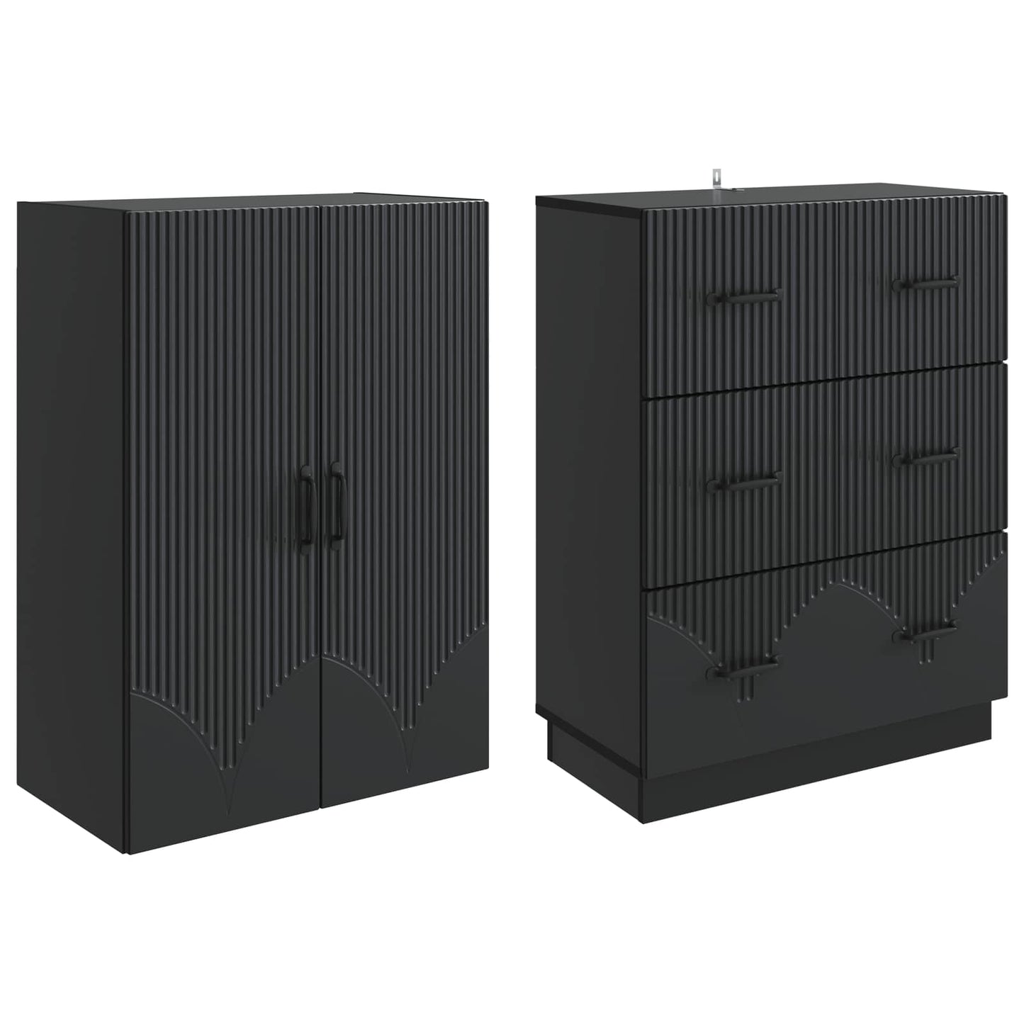 Kastenset 2 pcs Zwart 66 x 34,5 x 87 cm Bewerkt hout