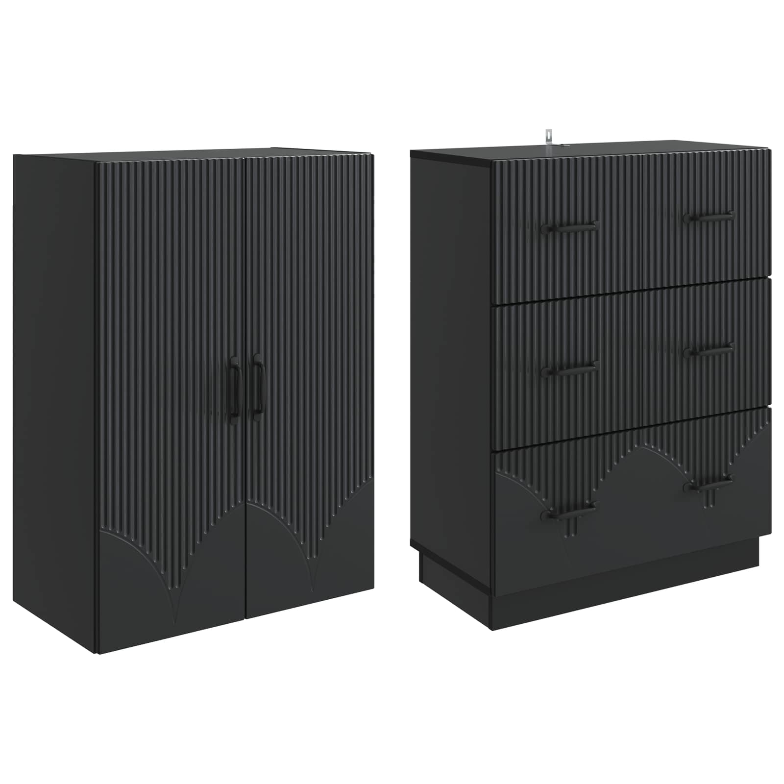 Kastenset 2 pcs Zwart 66 x 34,5 x 87 cm Bewerkt hout