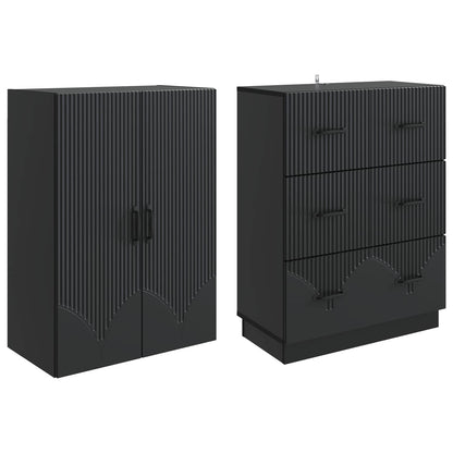Kastenset 2 pcs Zwart 66 x 34,5 x 87 cm Bewerkt hout