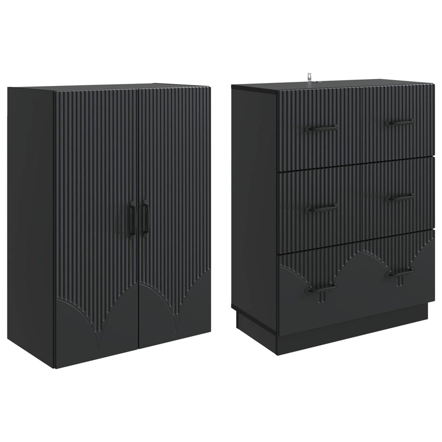 Kastenset 2 pcs Zwart 66 x 34,5 x 87 cm Bewerkt hout