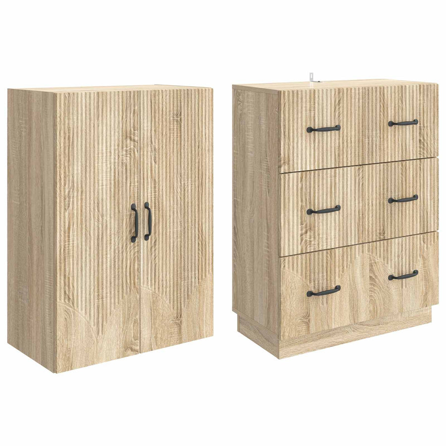 Kastenset 2 pcs Sonoma Eiken 66 x 34,5 x 87 cm Bewerkt hout
