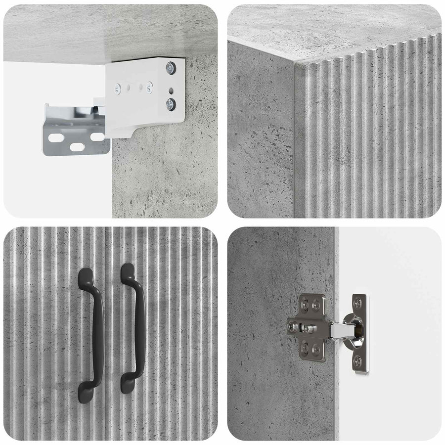 Kastenset 2 pcs Betongrijs 66 x 34,5 x 87 cm Bewerkt hout