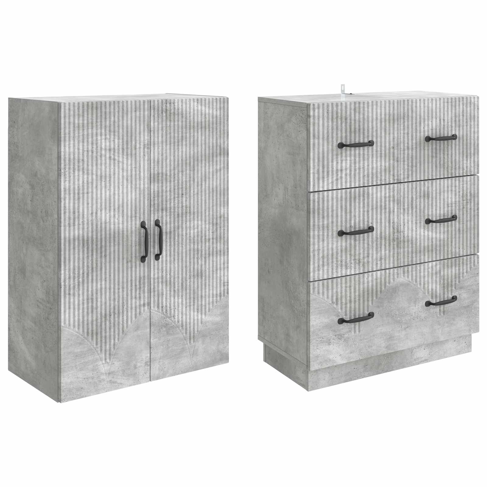 Kastenset 2 pcs Betongrijs 66 x 34,5 x 87 cm Bewerkt hout