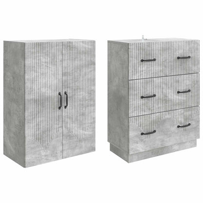 Kastenset 2 pcs Betongrijs 66 x 34,5 x 87 cm Bewerkt hout