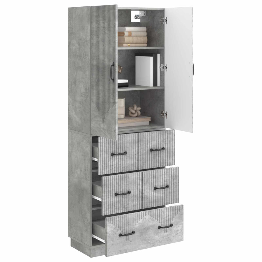 Kastenset 2 pcs Betongrijs 66 x 34,5 x 87 cm Bewerkt hout
