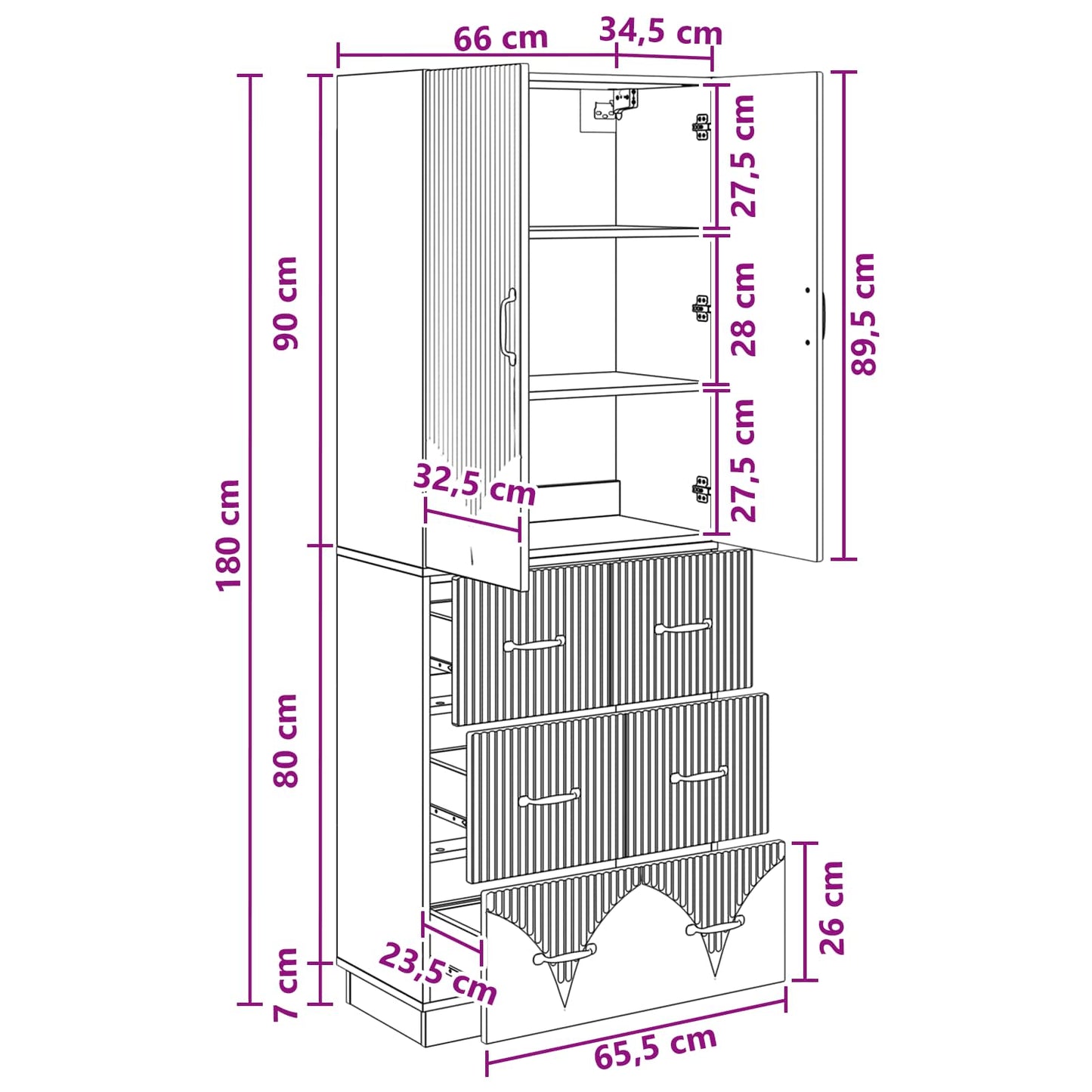 Kastenset 2 pcs Betongrijs 66 x 34,5 x 87 cm Bewerkt hout