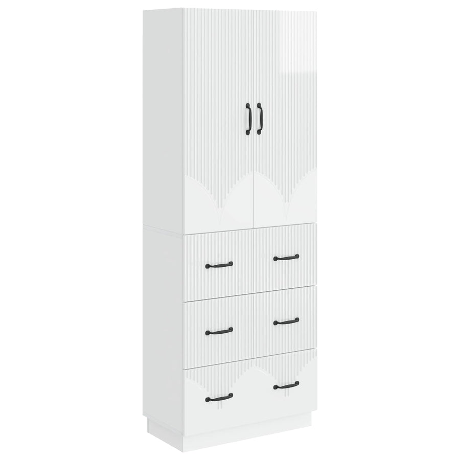 Kastenset 2 pcs Hoogglans Wit 66 x 34,5 x 87 cm Bewerkt hout