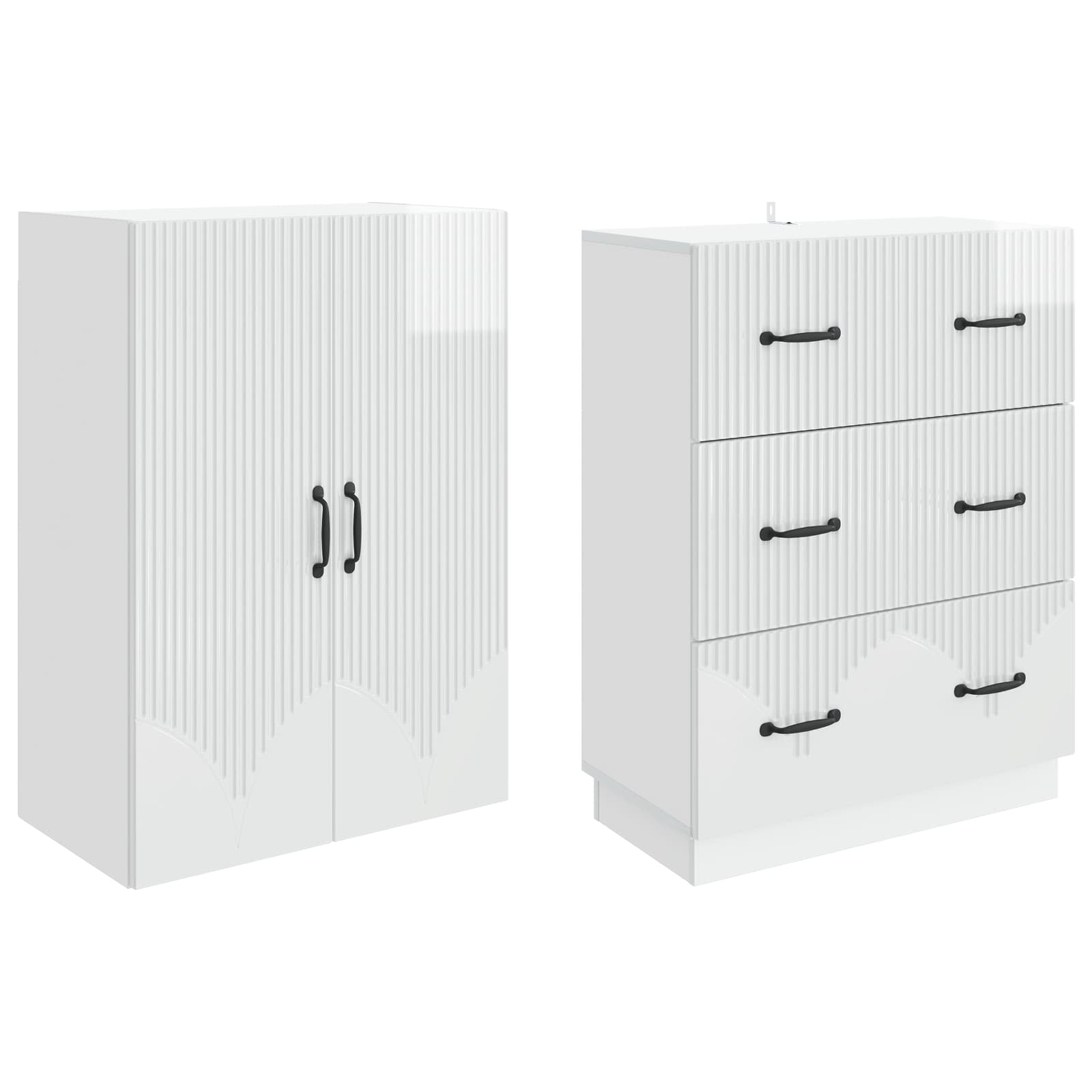 Kastenset 2 pcs Hoogglans Wit 66 x 34,5 x 87 cm Bewerkt hout