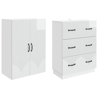 Kastenset 2 pcs Hoogglans Wit 66 x 34,5 x 87 cm Bewerkt hout