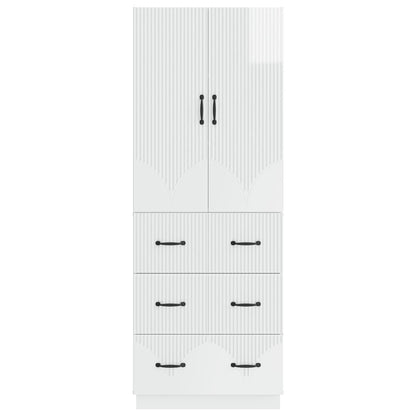 Kastenset 2 pcs Hoogglans Wit 66 x 34,5 x 87 cm Bewerkt hout