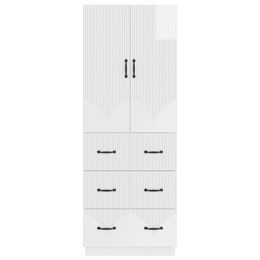 Kastenset 2 pcs Hoogglans Wit 66 x 34,5 x 87 cm Bewerkt hout