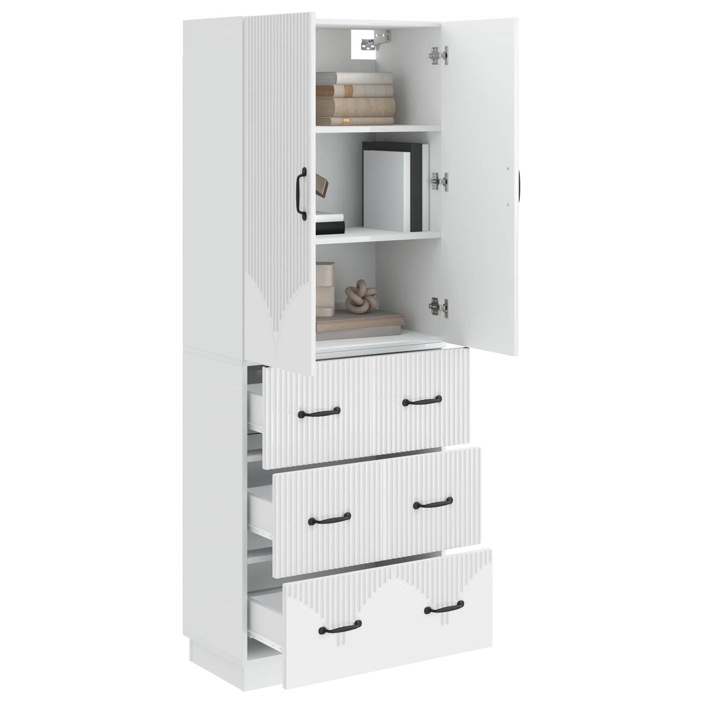 Kastenset 2 pcs Hoogglans Wit 66 x 34,5 x 87 cm Bewerkt hout