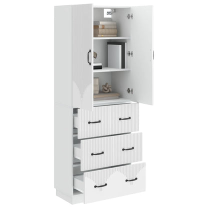 Kastenset 2 pcs Hoogglans Wit 66 x 34,5 x 87 cm Bewerkt hout