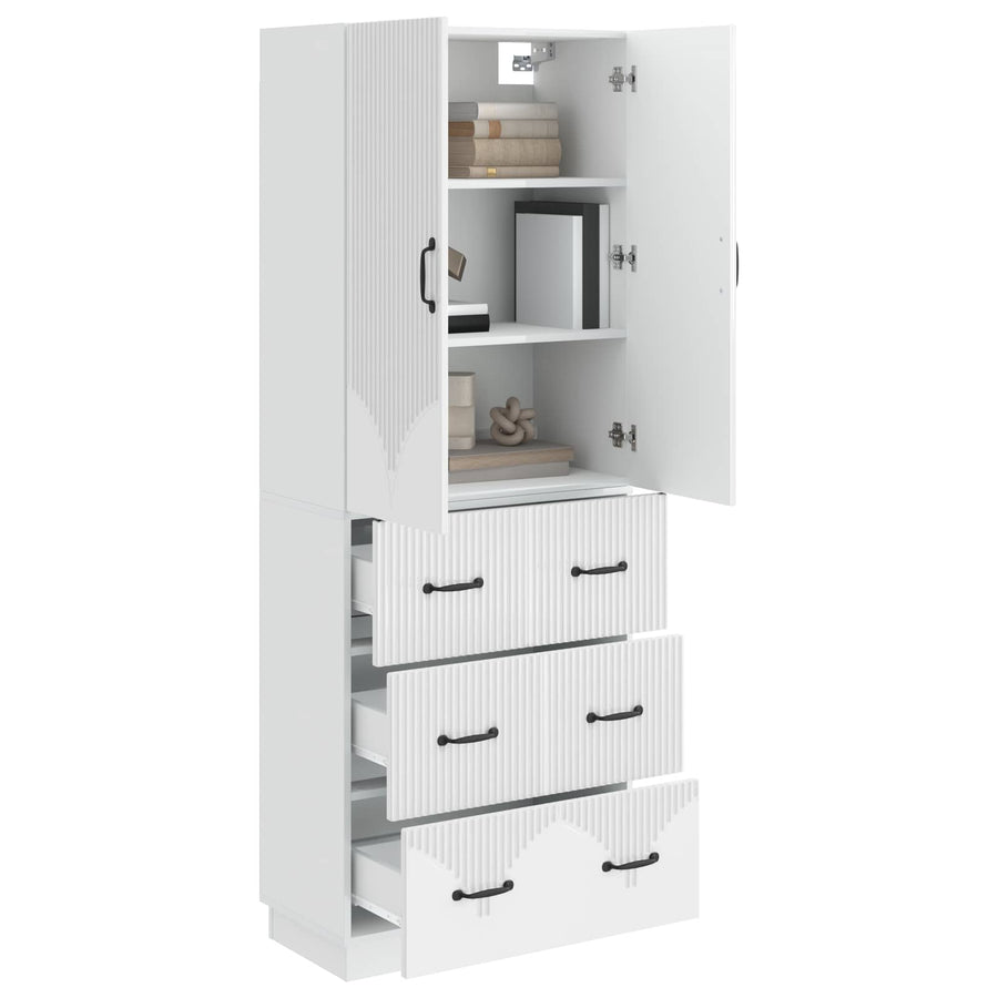 Kastenset 2 pcs Hoogglans Wit 66 x 34,5 x 87 cm Bewerkt hout