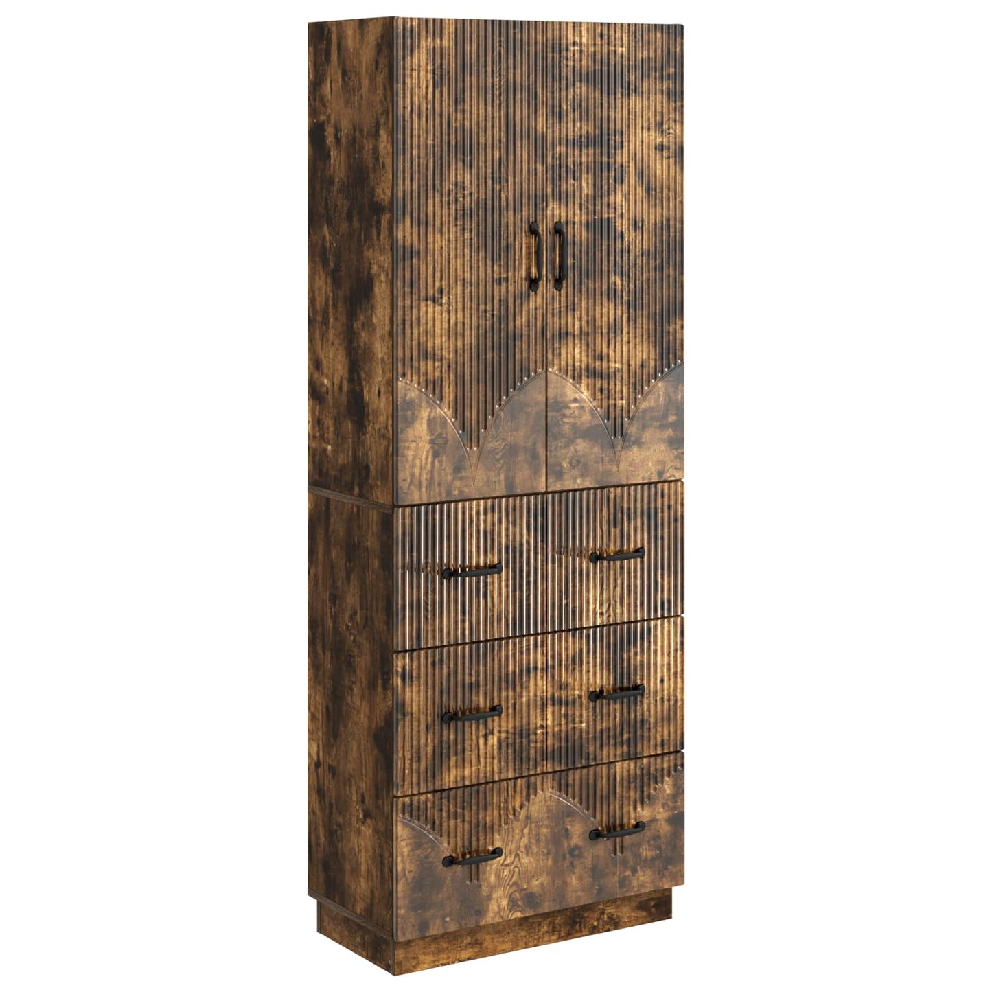 Kastenset 2 pcs Gerookt eiken 66 x 34,5 x 87 cm Bewerkt hout